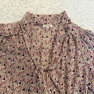 Max Studio Purple and Cream Floral Top